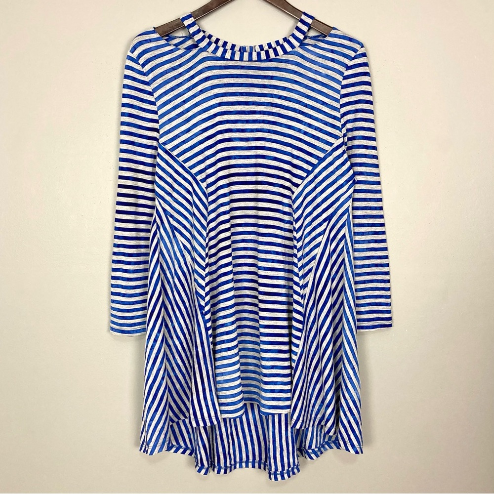 IC by Connie K Stripe Tunic Women’s Size M Stretch Jersey Knit Cutout Lagenlook